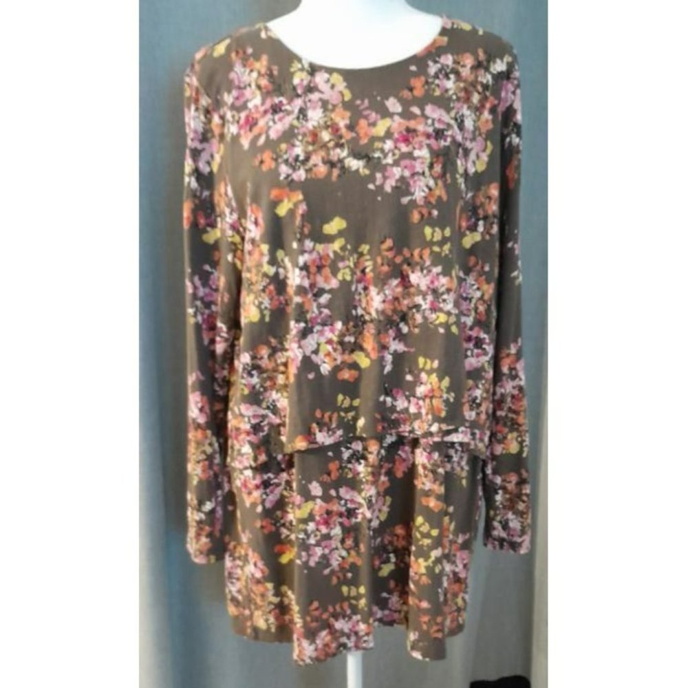 J. Jill Women's Floral Print Tunic Top Size L